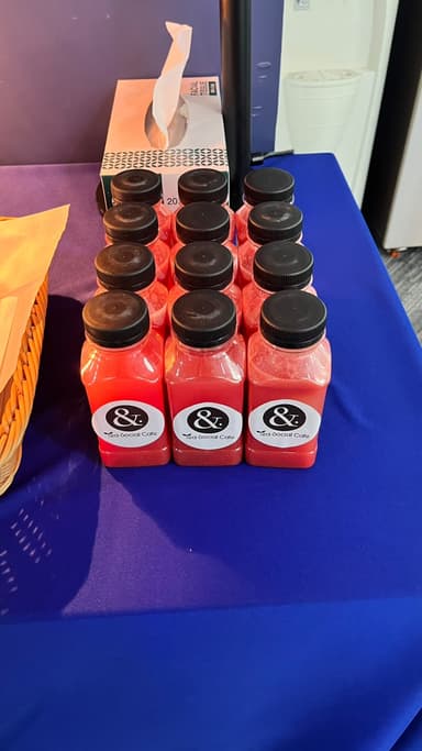 Tea Social Cafe fresh juice bottles for corporate catering