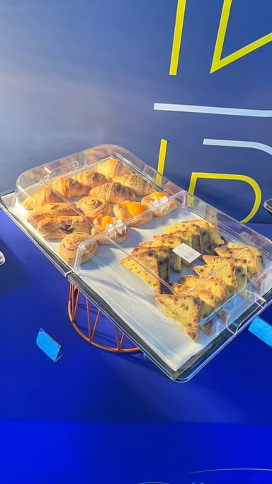 Mixed pastry tray with wraps and cheese bakes